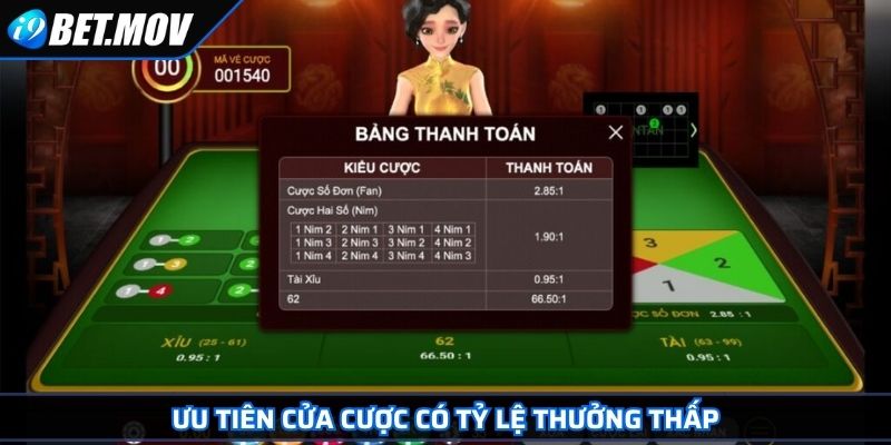 Ưu tiên cửa cược có tỷ lệ thưởng thấp